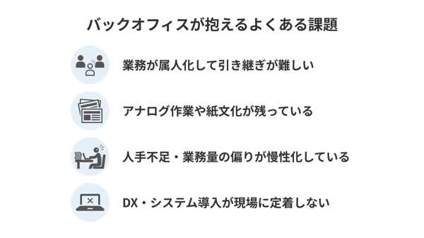 バックオフィスが抱えるよくある課題