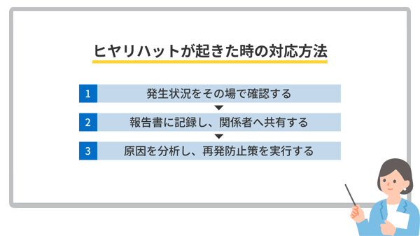 ヒヤリハットが起きた時の対応方法