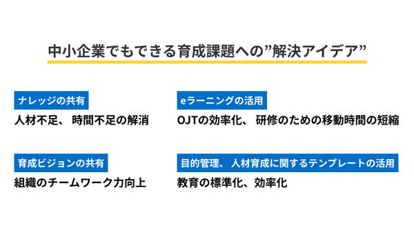 中小企業でもできる育成課題への解決アイデア