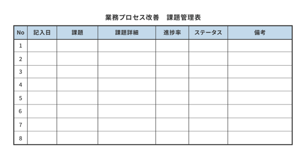 課題管理表の例