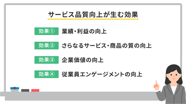 サービス品質を評価する6要素とは？品質向上に向けた取り組みや具体的